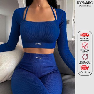 Áo dài tay và Quần dài/Short Trinity - Set bộ thể thao tập Gym, Yoga, Aerobic nữ dệt gân co giãn mềm mịn