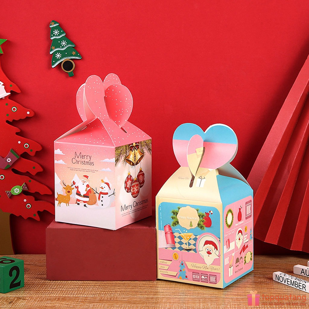 Hộp Quà Noel Mini Tự Gấp Hình Túi Kẹo Đựng Quà, Trang Trí Giáng Sinh Đẹp Họa Tiết 3D - HQ252