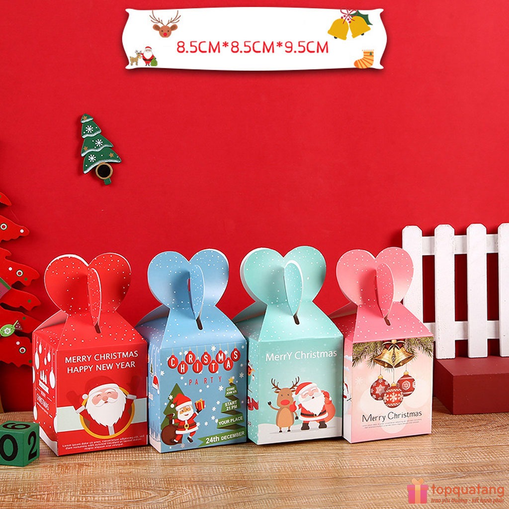 Hộp Quà Noel Mini Tự Gấp Hình Túi Kẹo Đựng Quà, Trang Trí Giáng Sinh Đẹp Họa Tiết 3D - HQ252