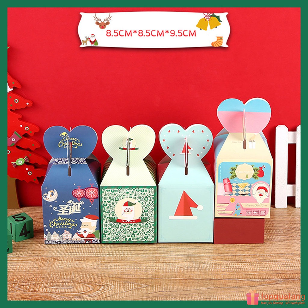 Hộp Quà Noel Mini Tự Gấp Hình Túi Kẹo Đựng Quà, Trang Trí Giáng Sinh Đẹp Họa Tiết 3D - HQ252