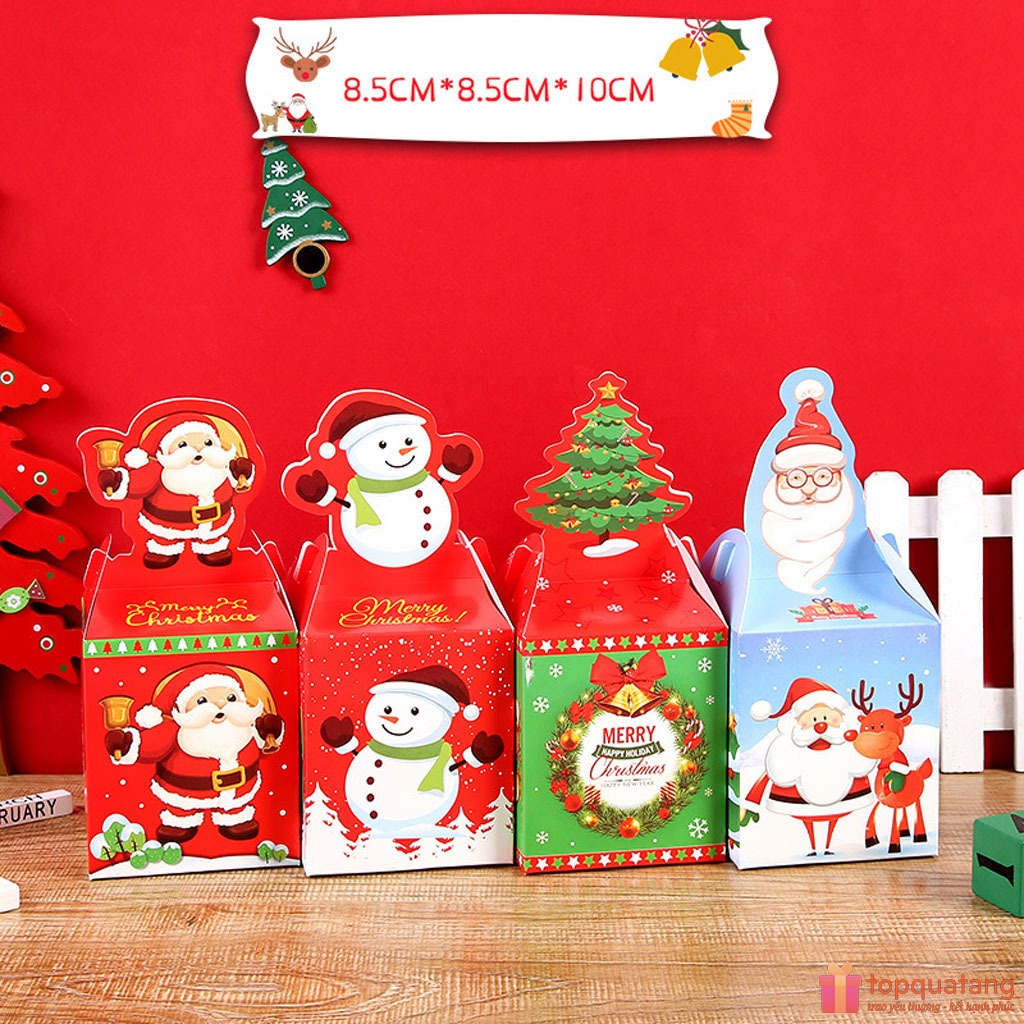 Hộp Quà Noel Mini Tự Gấp Hình Túi Kẹo Đựng Quà, Trang Trí Giáng Sinh Đẹp Họa Tiết 3D - HQ252