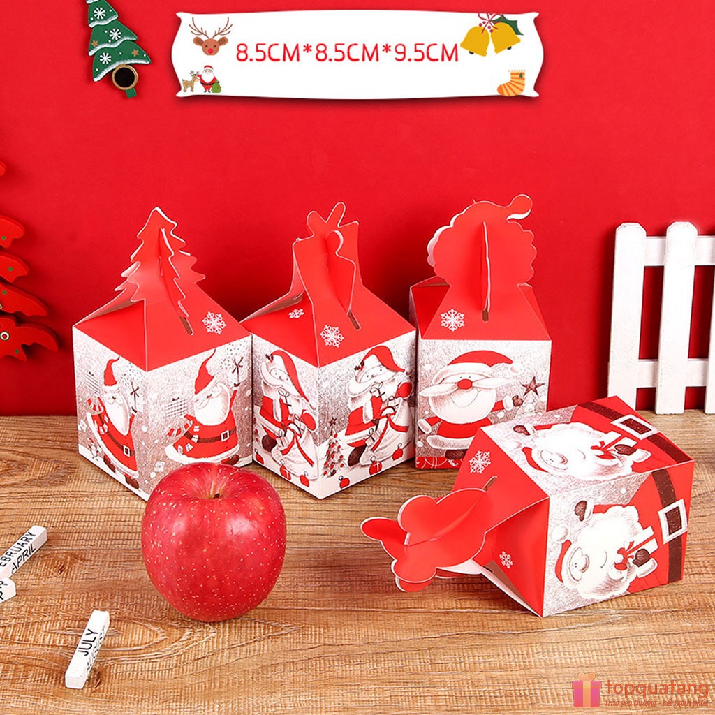 Hộp Quà Noel Mini Tự Gấp Hình Túi Kẹo Đựng Quà, Trang Trí Giáng Sinh Đẹp Họa Tiết 3D - HQ252