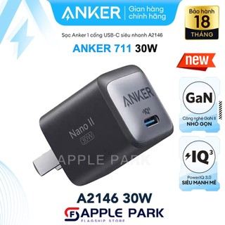 Củ Sạc Nhanh Anker A2146 30W Nano GaN II,hỗ trợ PD/PPS/QC,PD 30W 14 Pro Max,Samsung PPS 30W,Loptop vv