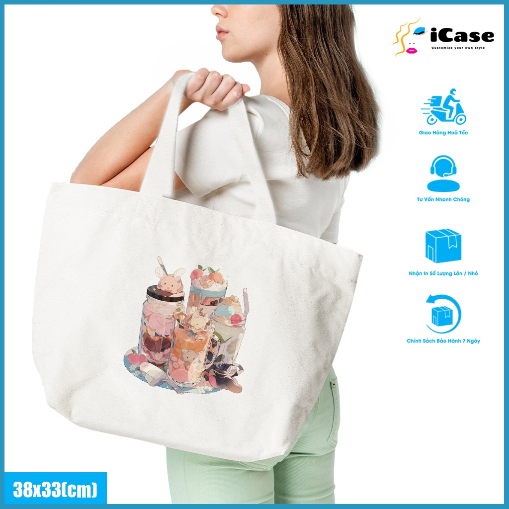 Túi vải Canvas iCase bộ sưu tập Trà Sữa 06 -  nhiều kích thước
