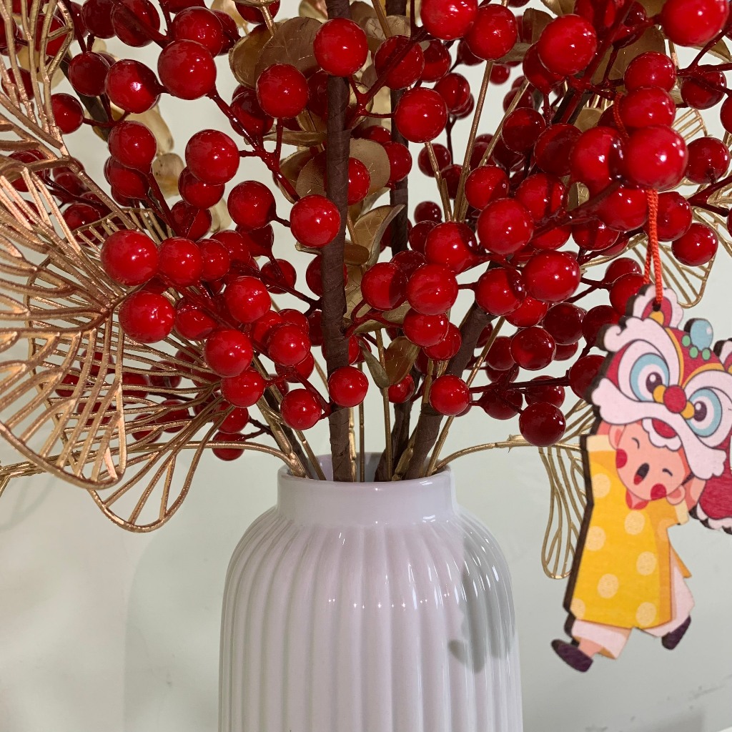 Lẻ Đào đông hay đào đông đỏ  có 12 nhánh dài 100cm trang trí nhà, làm decor trang trí tết