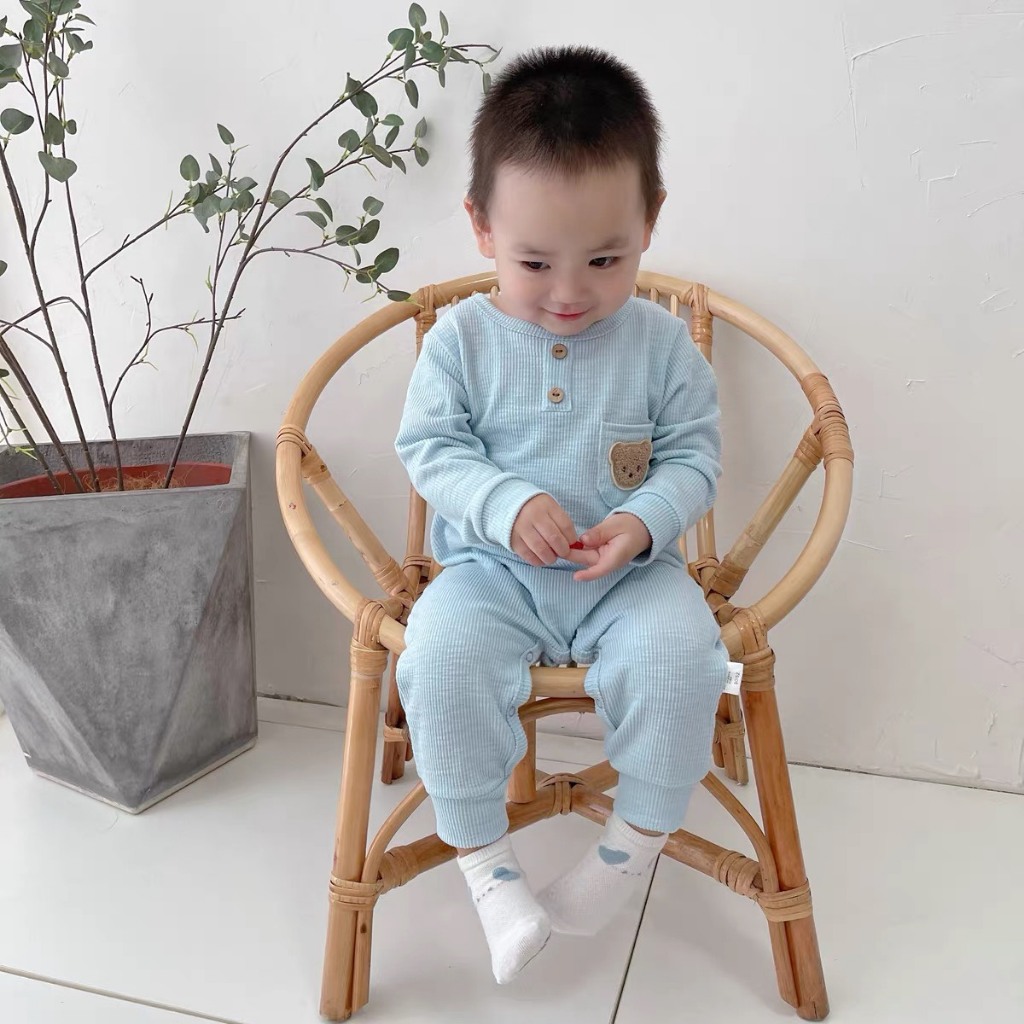 Bodysuit Dài Tay LOTUKA Họa Tiết Gấu Chất Thun Tăm Cao Cấp, Bộ Body Dài Tay, Áo Liền Quần Cho Bé, Quần Áo Trẻ Em 0-12m