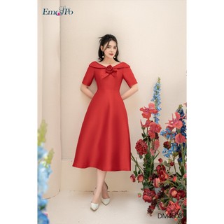 Đầm xòe cổ thuyền hoa đính cổ emspo dm4503