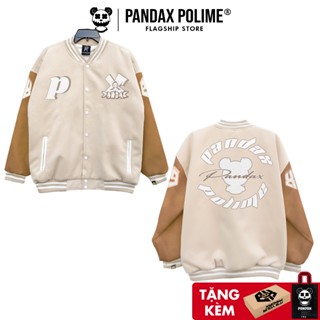 Áo bomber nam nữ khoác varsity local brand form rộng bóng chày cặp đôi unisex oversize dày dặn Pandax Polime Cream