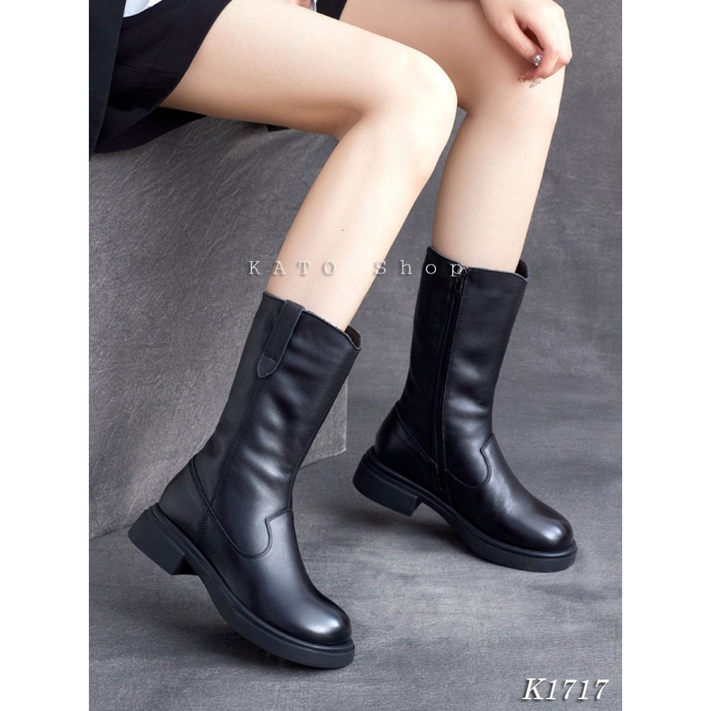 Bốt Nữ Cao Cổ Trơn Có Kháo Kéo Thời Trang Nữ Vinatge , KATO Shop K1717