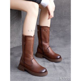 Bốt Nữ Cao Cổ Trơn Có Kháo Kéo Thời Trang Nữ Vinatge , KATO Shop K1717