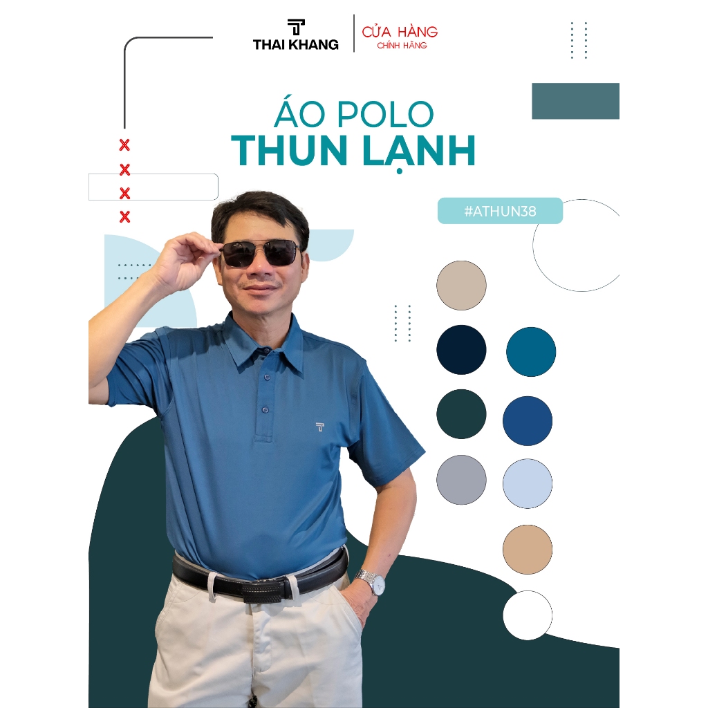Áo thun nam trung niên Thái Khang vải thun lạnh mặc siêu mát ATHUN38