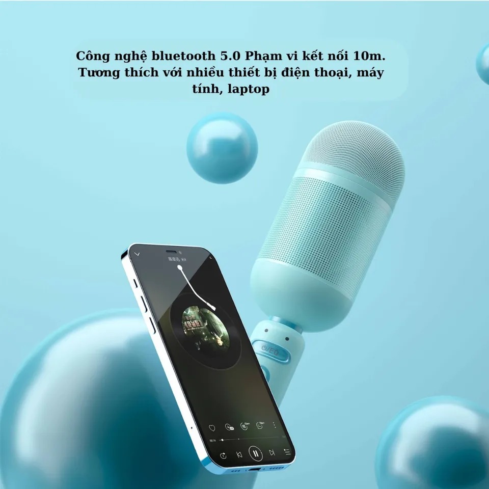 Micro Karaoke Bluetooth Không Dây Kèm Loa Phiên Bản Mới Hát Siêu Hay Mic Hát Karaoke Mini Tương Thích Với Nhiều Thiết Bị