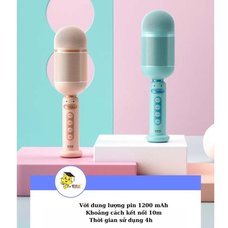 Micro Karaoke Bluetooth Không Dây Kèm Loa Phiên Bản Mới Hát Siêu Hay Mic Hát Karaoke Mini Tương Thích Với Nhiều Thiết Bị