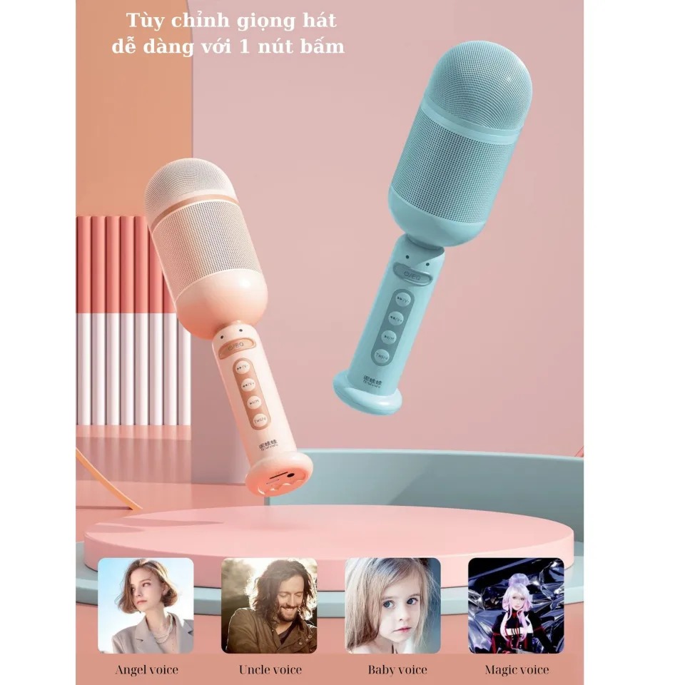 Micro Karaoke Bluetooth Không Dây Kèm Loa Phiên Bản Mới Hát Siêu Hay Mic Hát Karaoke Mini Tương Thích Với Nhiều Thiết Bị