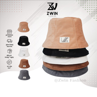Mũ vành cụp tai bèo vân sọc - Mũ bucket vải nhung thêu tem YOUR form unisex nam nữ N105 - Zwin