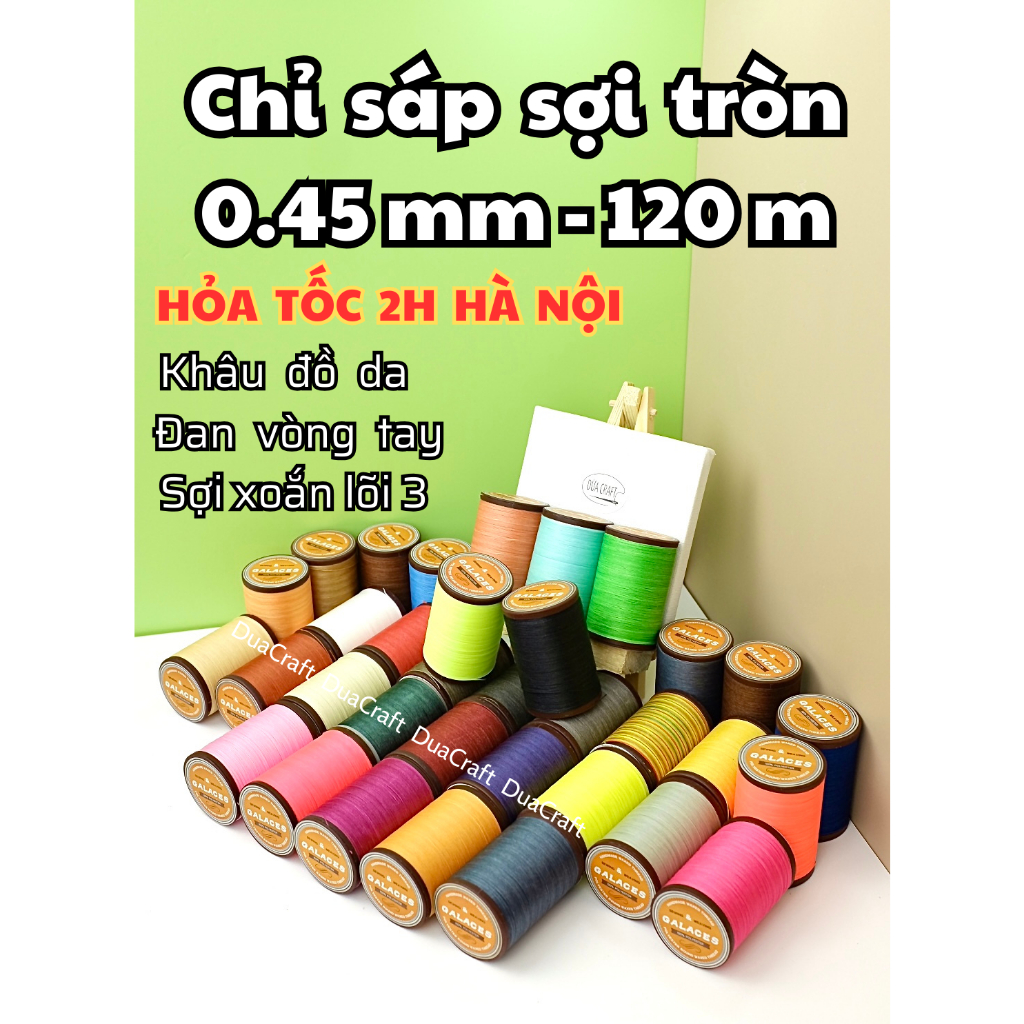 Chỉ sáp 0.45 mm GALACES sợi tròn (khâu đồ da, đan vòng tay) [Dừa Craft]