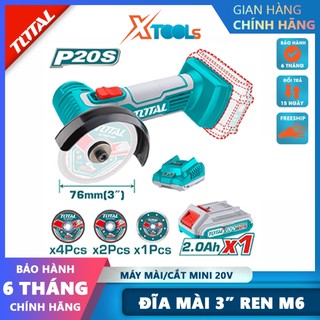Máy mài góc mini dùng pin 20v total tagli7601, máy cắt sắt cầm tay cốt m6 đĩa mài 76mm tốc độ 19500v/p