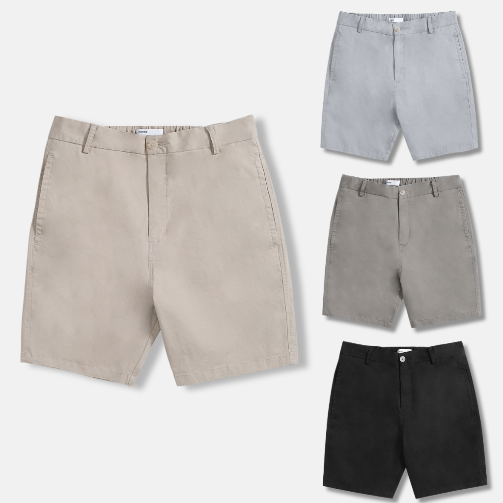 Quần lửng CASUAL Short nam Hafos chất vải Kaki; lưng thun co giãn, đứng form Menswear