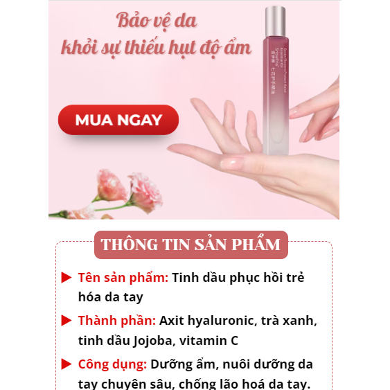 Tinh chất phục hồi trẻ hóa da tay ROSE MANOR - ROSE MANOR dưỡng chất giúp da tay mềm mại, giảm thô ráp, mịn màng