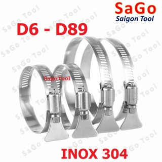 Đai siết inox có tay vặn, Cổ dê inox, Quai nhê xiết ống inox 304 có tay vặn size D6-D89