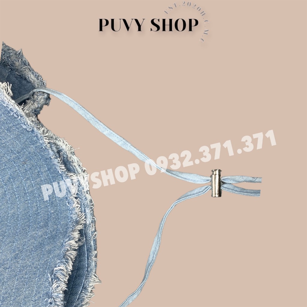 Mũ nón Denim bucket tai bèo vành unisex nam nữ puvyshop- Bo lớn JEAN CỘT DÀI FOR YOU