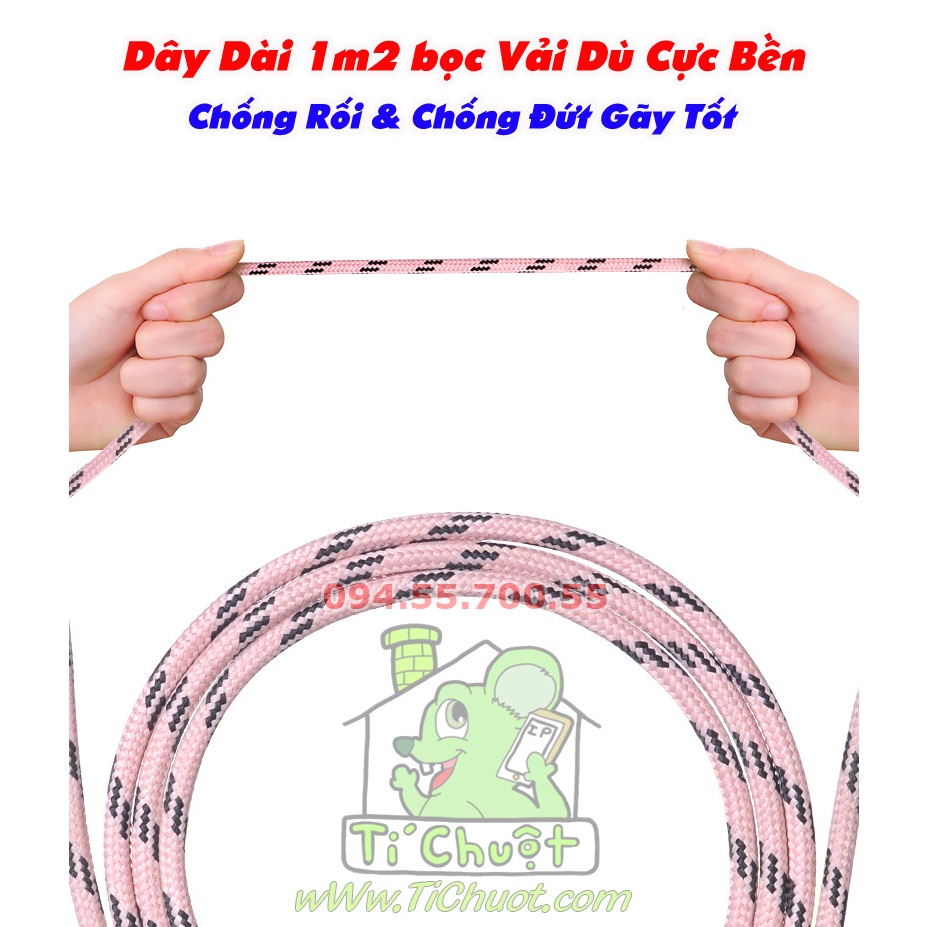 Cáp Sạc Nhanh 2in1 Đa Năng Li Ning & Micro USB UPL20 Chống Gãy Dây Dù Có LED Báo Sạc