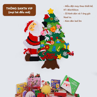 [Tặng Đèn Led] Cây Thông Noel Vải Dạ, Vải Nỉ 33 Chi Tiết Treo Tường, Dán Cửa Kính Trang Trí Giáng Sinh