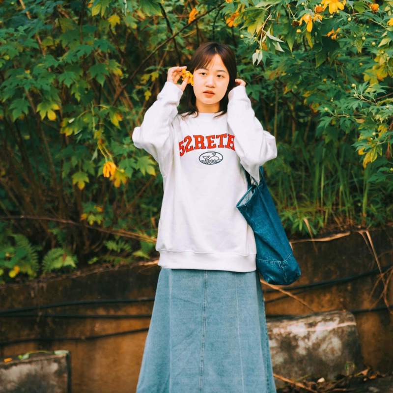 Áo sweater 52ReTroHZ logo thêu basic 380gsm