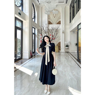 Đầm nơ nút bộc dáng dài ( 2 lớp)