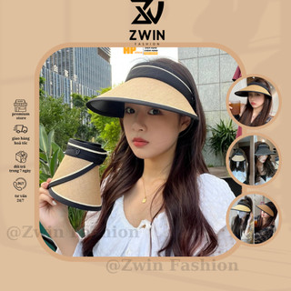 Mũ vành rộng chống nắng ❤️ Nón hở chóp nửa đầu chống tia UV chữ G chất cối form unisex nam nữ N110 - Zwin