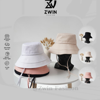 Mũ BUCKET vành rộng❤️ Nón tai bèo trơn kèm dây basic chống nắng, tia UV unisex nam nữ N124 - Zwin