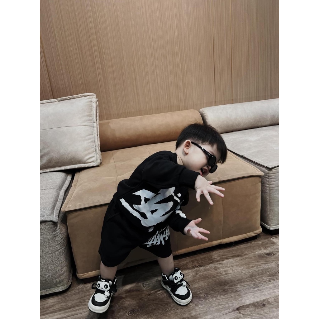 Set áo nỉ quần short stussy cho bé , bộ quần áo sweater trẻ em unisex , Kid_genz