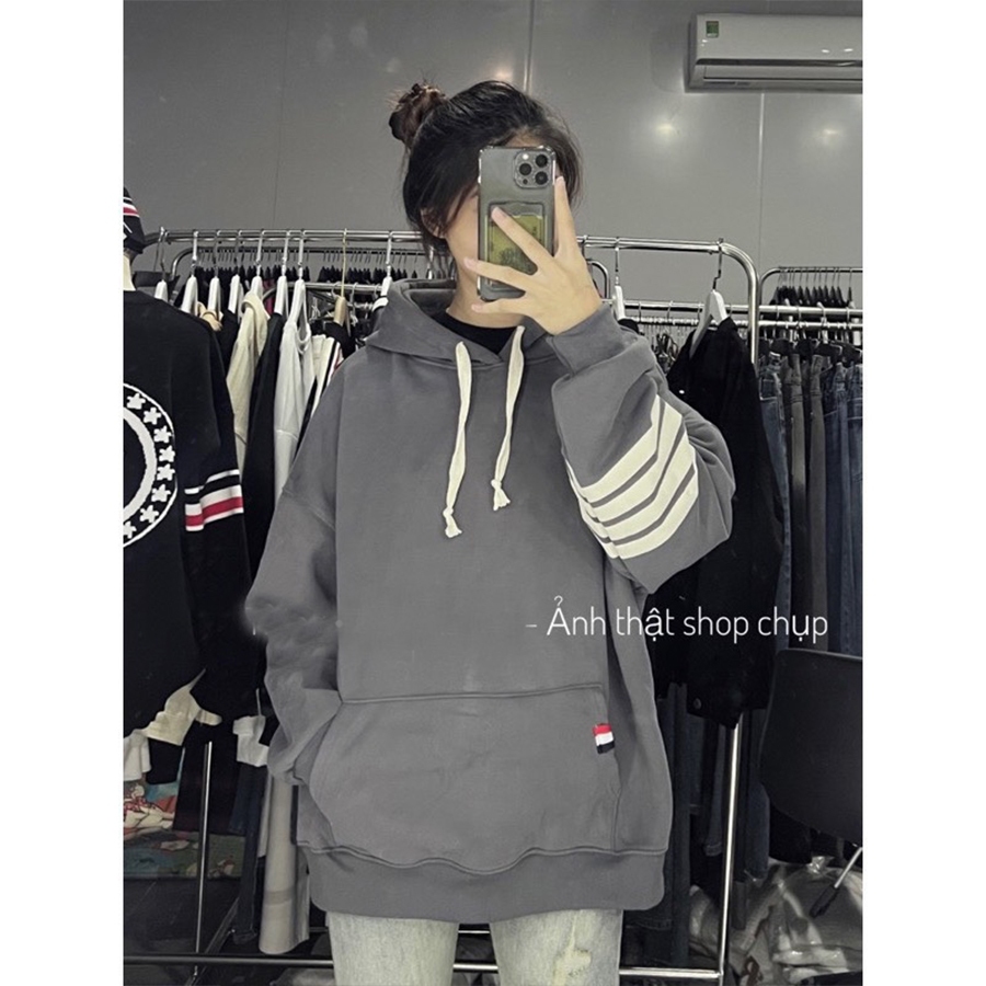 Áo Khoác Nỉ Mũ Rộng Thom Browne 4 Vạch Kẻ Tay, Áo Hoodie Nỉ Cao Cấp Nam Nữ Hot Trend 2023