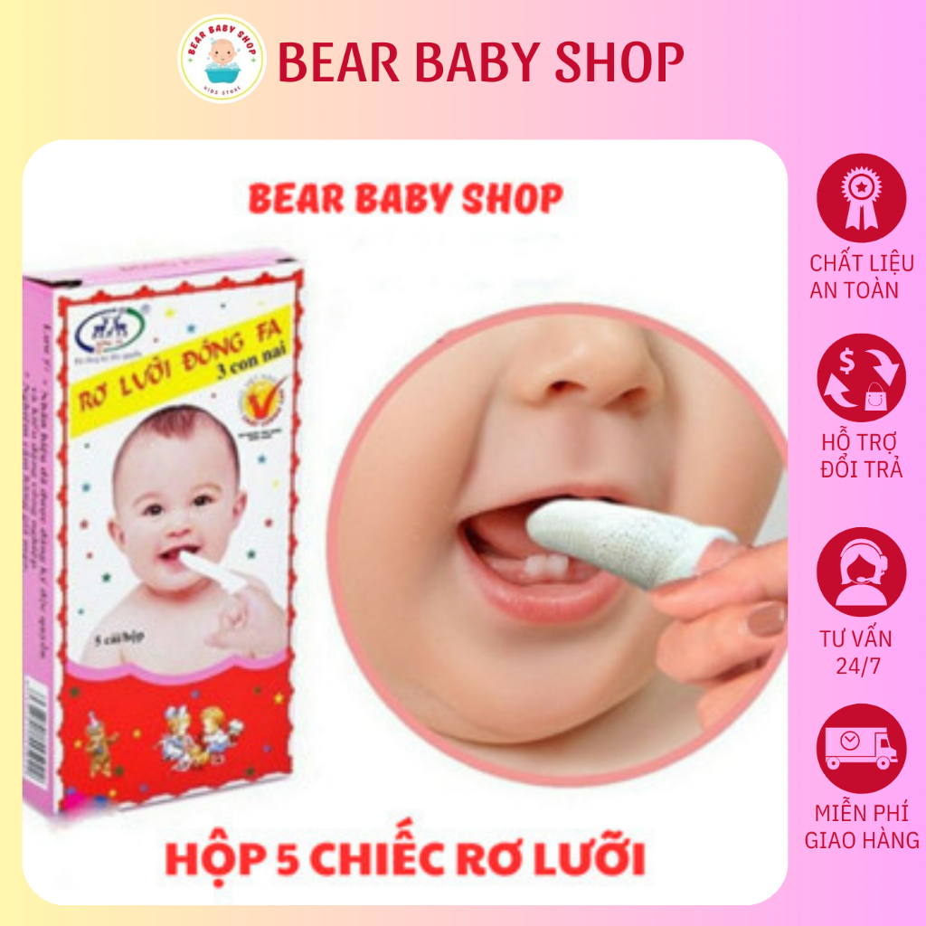 Rơ lưỡi Đông Pha ,gạc tưa lưỡi,lau răng miệng,vệ sinh cho bé - hộp 5 chiếc