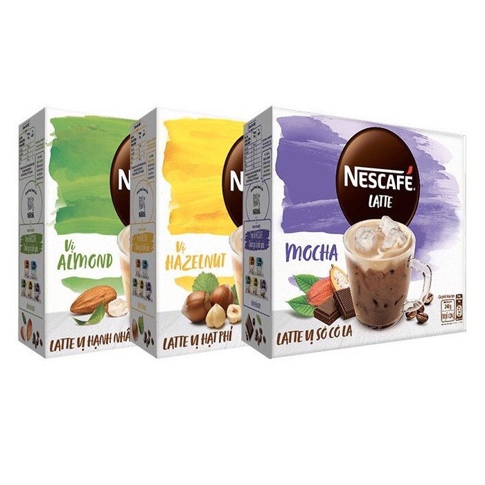 (HSDT2/23) Cà Phê Hòa Tan Nescafe Latte Sữa Hạt Hộp 10 Gói x 24g
