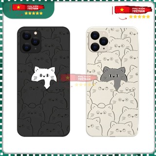  Ốp lưng viền vuông iphone 6  7  8  X  XSMAX  11  12  13  14  15  16 PRO  MAX  PLUS HÌNH MÈO ĐÔI ĐEN TRẮNG 
