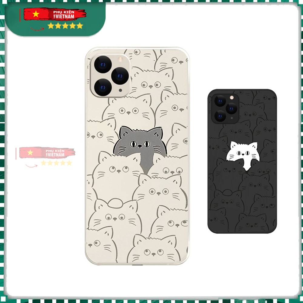 Ốp lưng đôi hình mèo Cho iPhone 15 14 13 12 11 Pro Max SE 2020 X XR XS 8 7 ip 6S 6 Plus kute PKVN1664