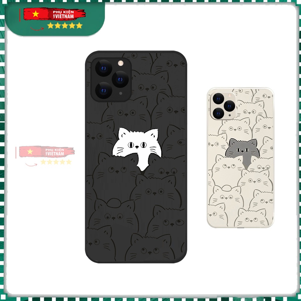 Ốp lưng đôi hình mèo Cho iPhone 15 14 13 12 11 Pro Max SE 2020 X XR XS 8 7 ip 6S 6 Plus kute PKVN1664