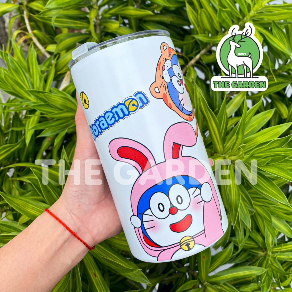 Ly Giữ Nhiệt THE GARDEN Gấu Dâu Doraemon Chất Liệu Inox 304 Dung Tích 600ml