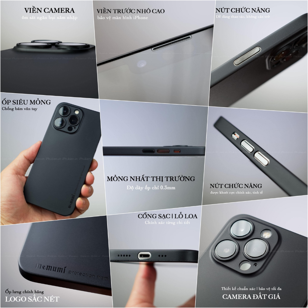 ỐP LƯNG IPHONE 14 PRO MAX MEMUMI MỎNG LỤA CHÍNH HÃNG