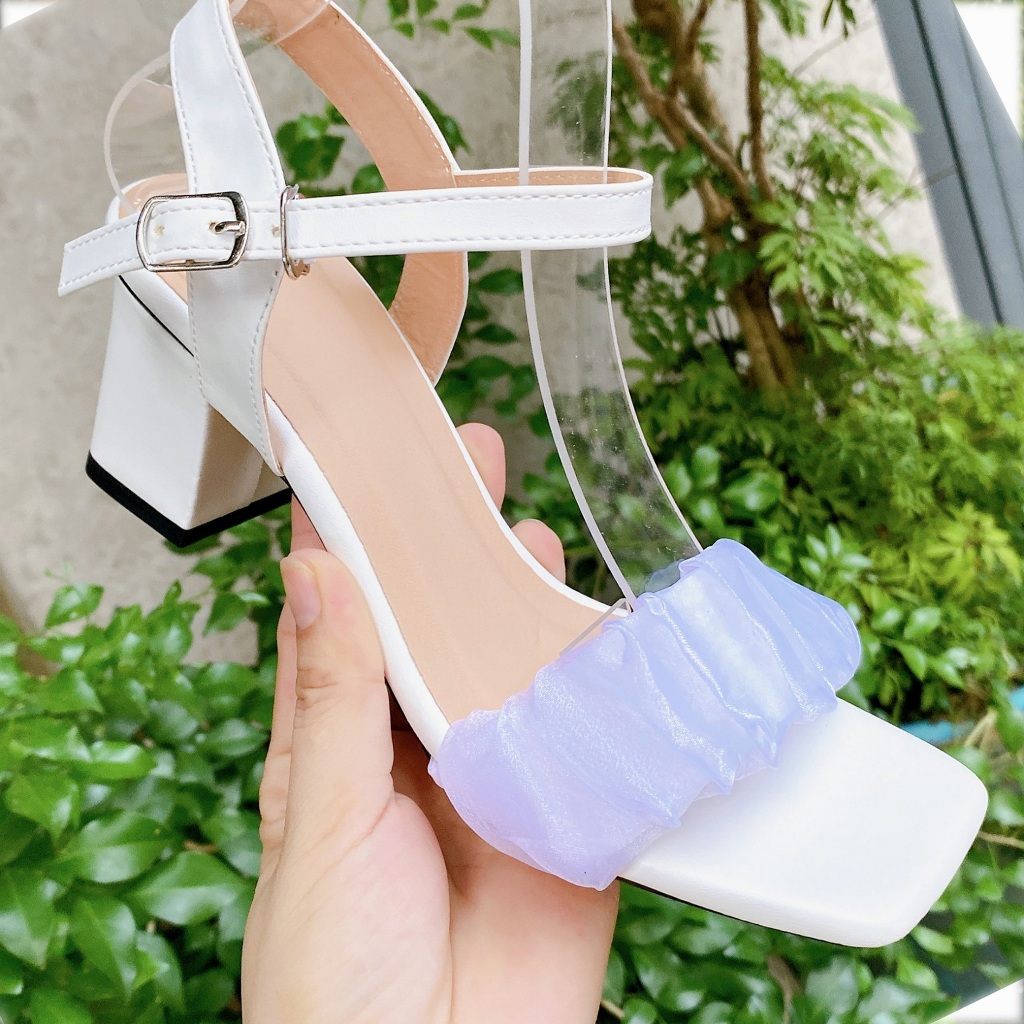 Sandal 5.5cm quai nhún trắng