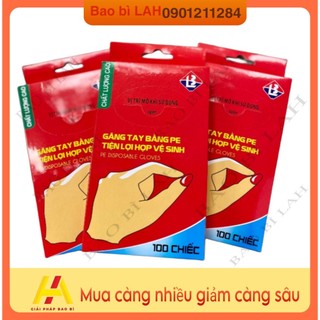 Hộp găng tay nilon đỏ , găngtay nilon dùng 1 lần