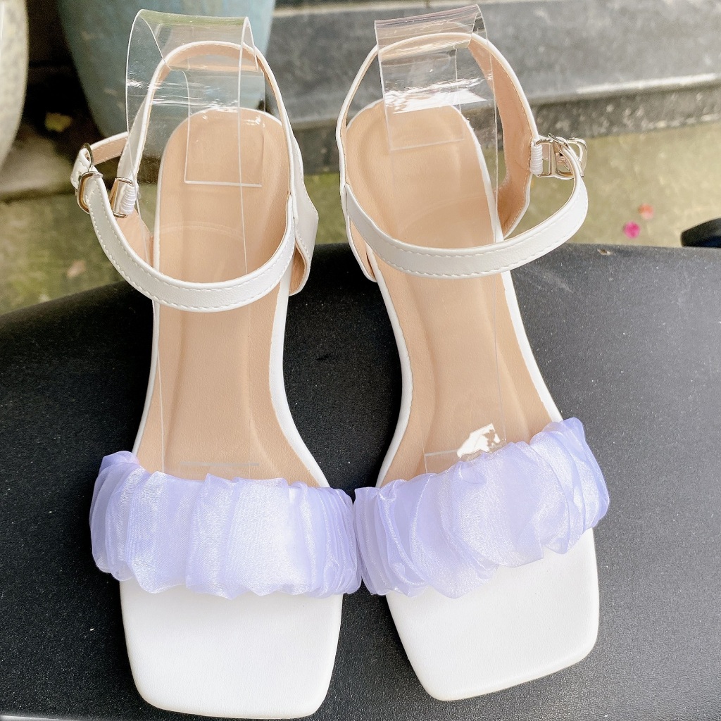 Sandal 5.5cm quai nhún trắng