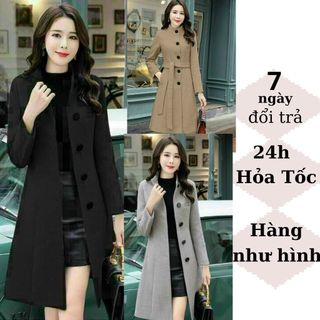 Áo Khoác Dạ Cổ Trụ - Áo Dạ Nữ Dáng Dài Cổ Đứng Túi Xéo Kèm Đai Cao Cấp ( Có ảnh cận chất vải)