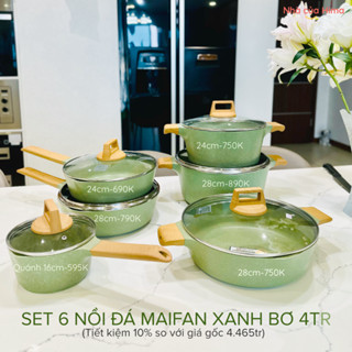 Nồi Chảo MGC Chính Hãng - Chống Dính Đá Maifan - Màu Xanh Bơ Đun Mọi Loại Bếp