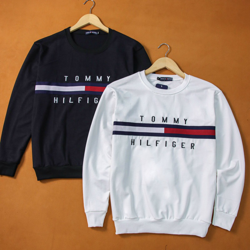Áo nỉ Sweater Tommy in vạch chữ ký thiết kế hot trend Nam Nữ Thu Đông 2023