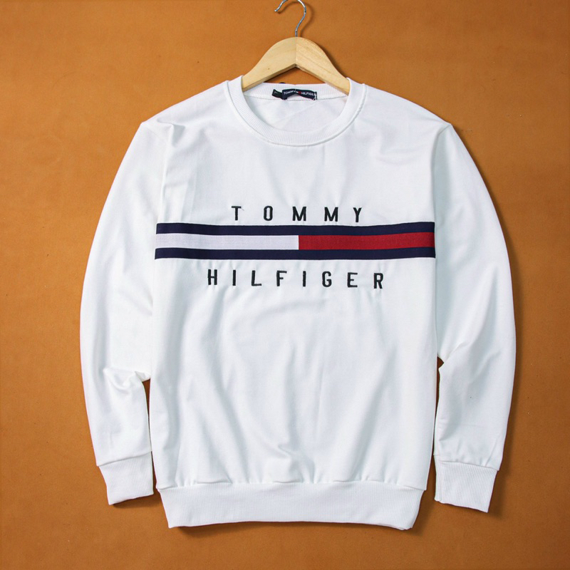Áo nỉ Sweater Tommy in vạch chữ ký thiết kế hot trend Nam Nữ Thu Đông 2023