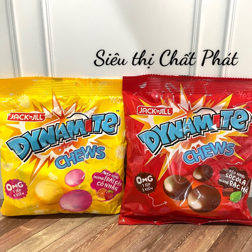 Kẹo Socola 3 Viên Dynamite Chews 125g Hương bạc hà/Dâu Cam