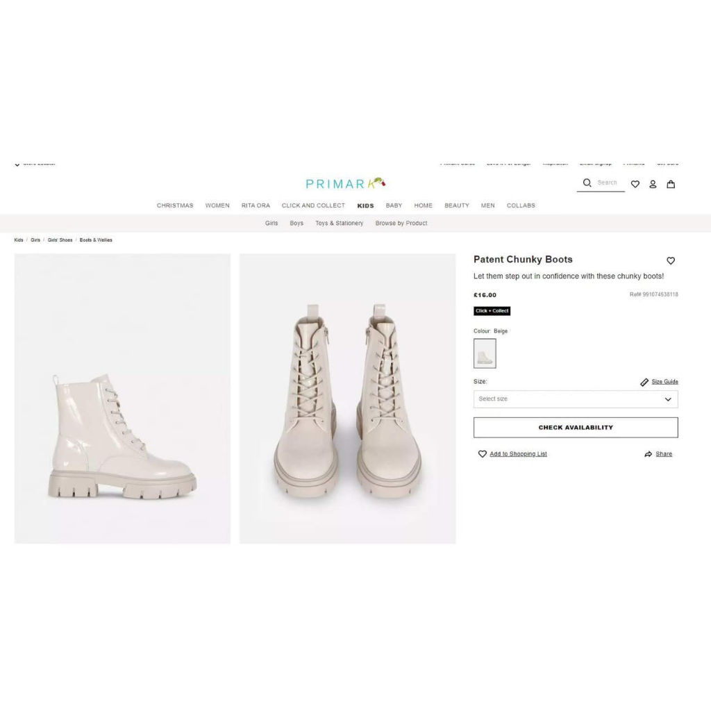 Bốt kem buộc dây prima cho