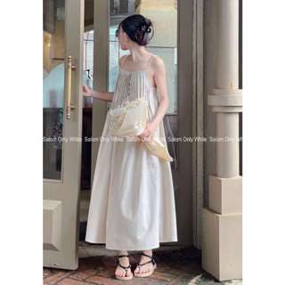 Gibli Dress - Đầm Linen 2 Dây Xếp Ly Nút Xà Cừ Nữ Tính SALOM (Ảnh thật chính chủ)